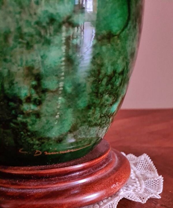 Lampe verte signée Louis Drimmer
