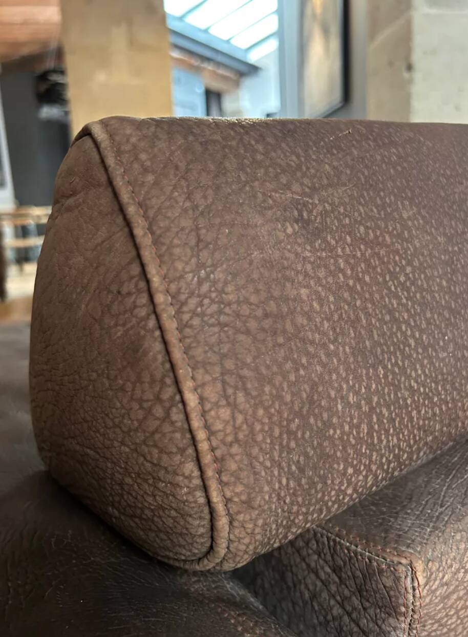 Paire de fauteuils Erasmo vintage, cuir marron, Scarpa pour BB Italia.