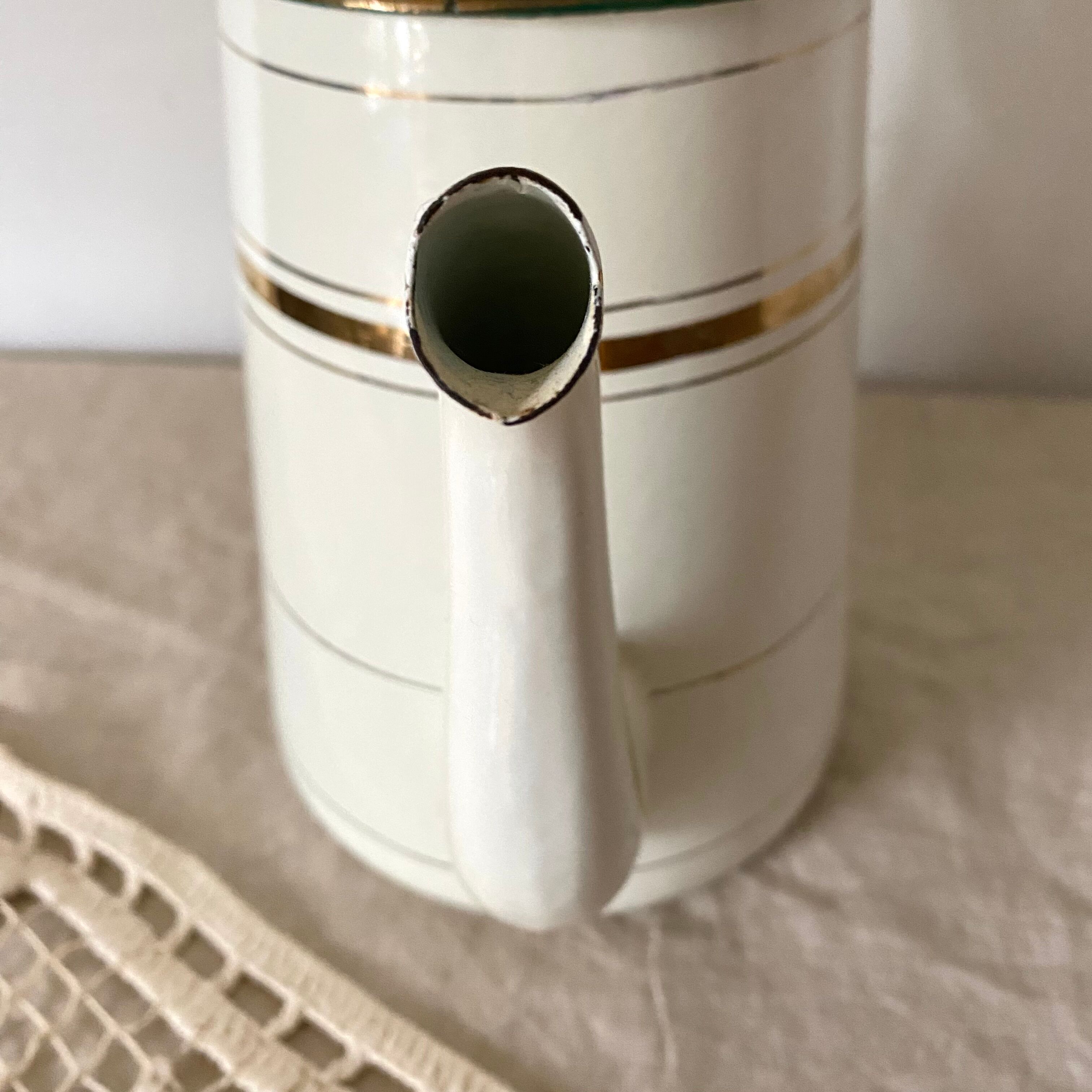 Antique coffee maker in enamelled sheet metal