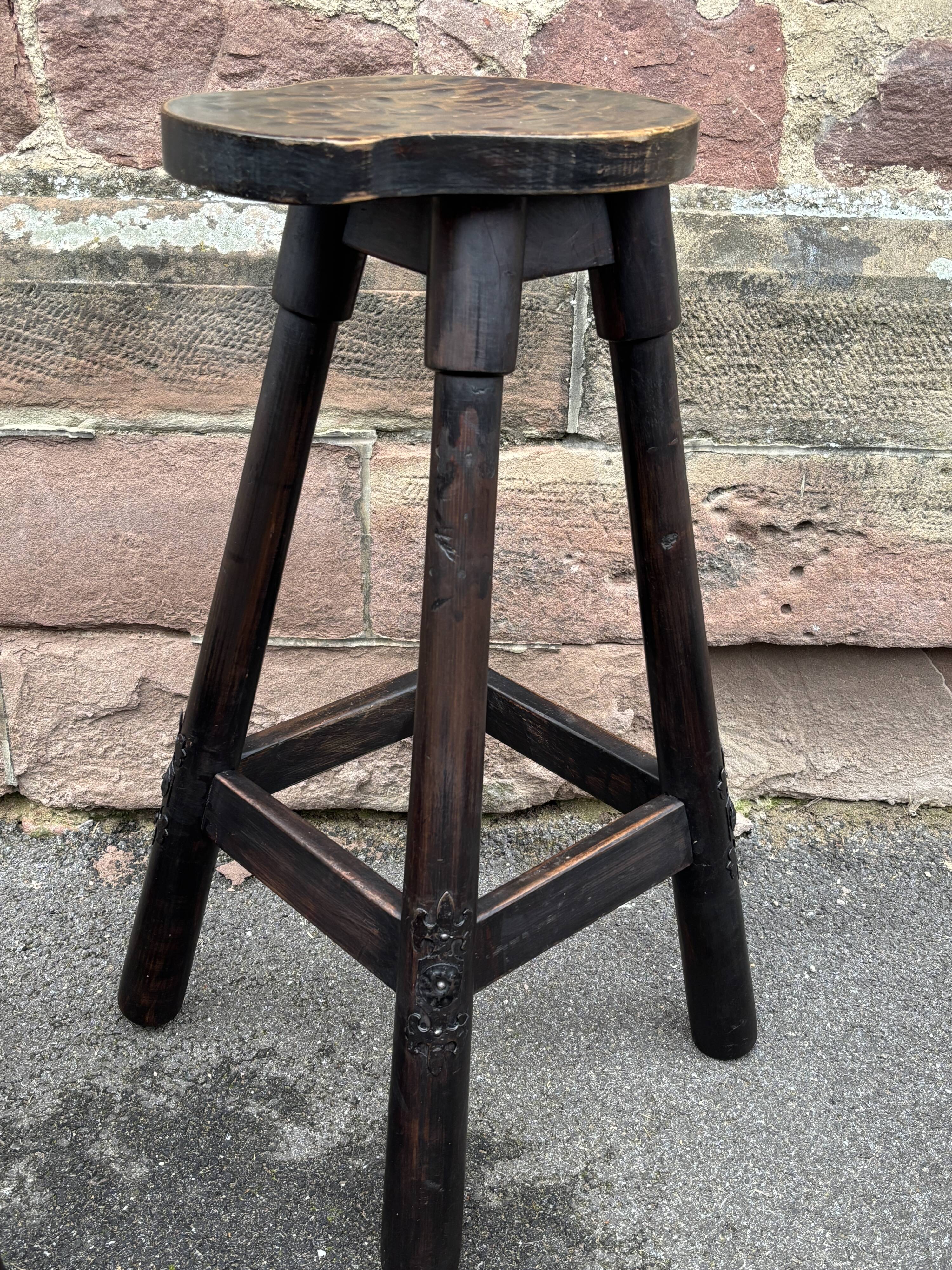Tabourets de bar bois style Catalan Espagnol 1960s