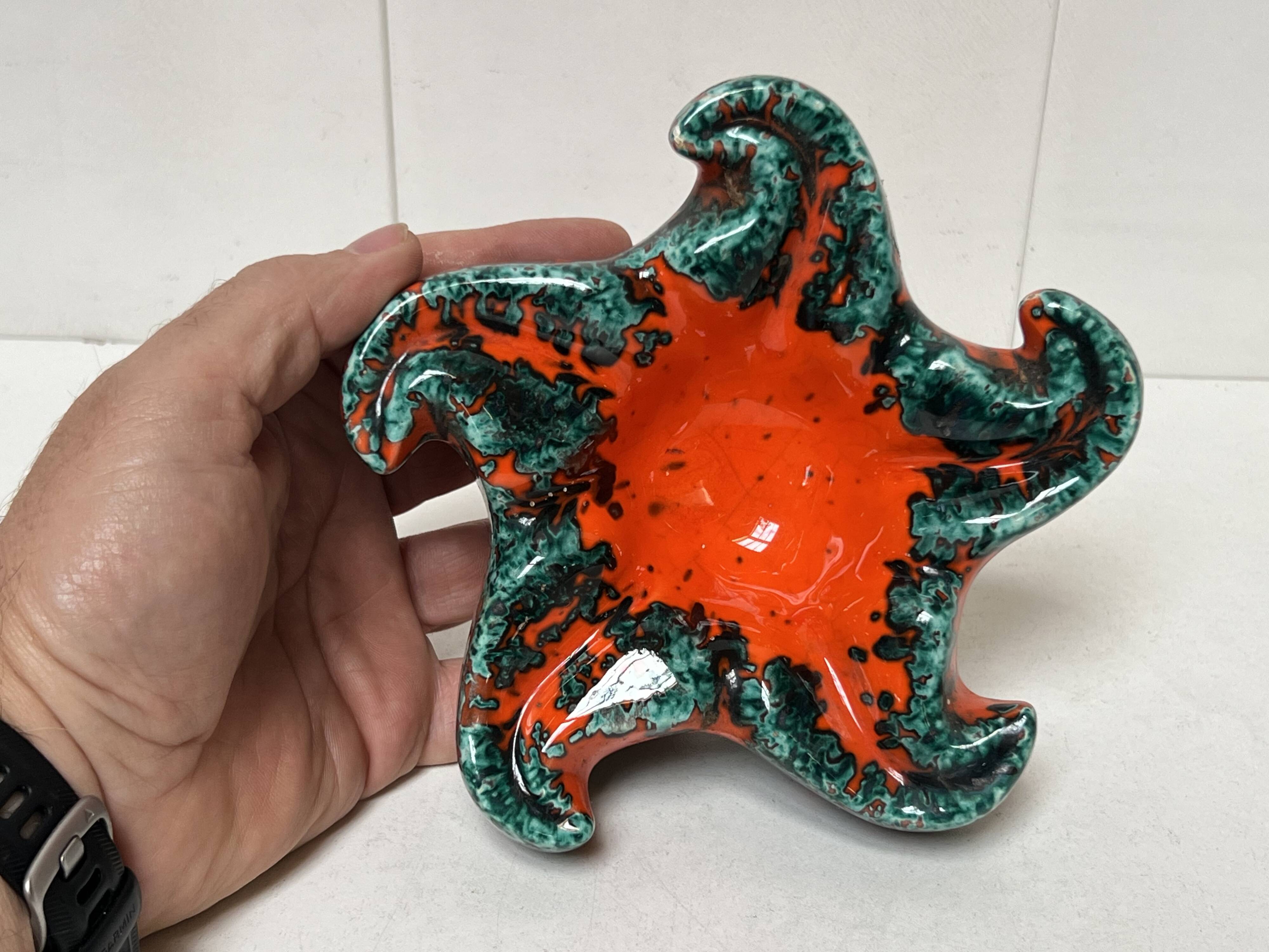 Starfish vallauris ceramic trinket tray, 20th century