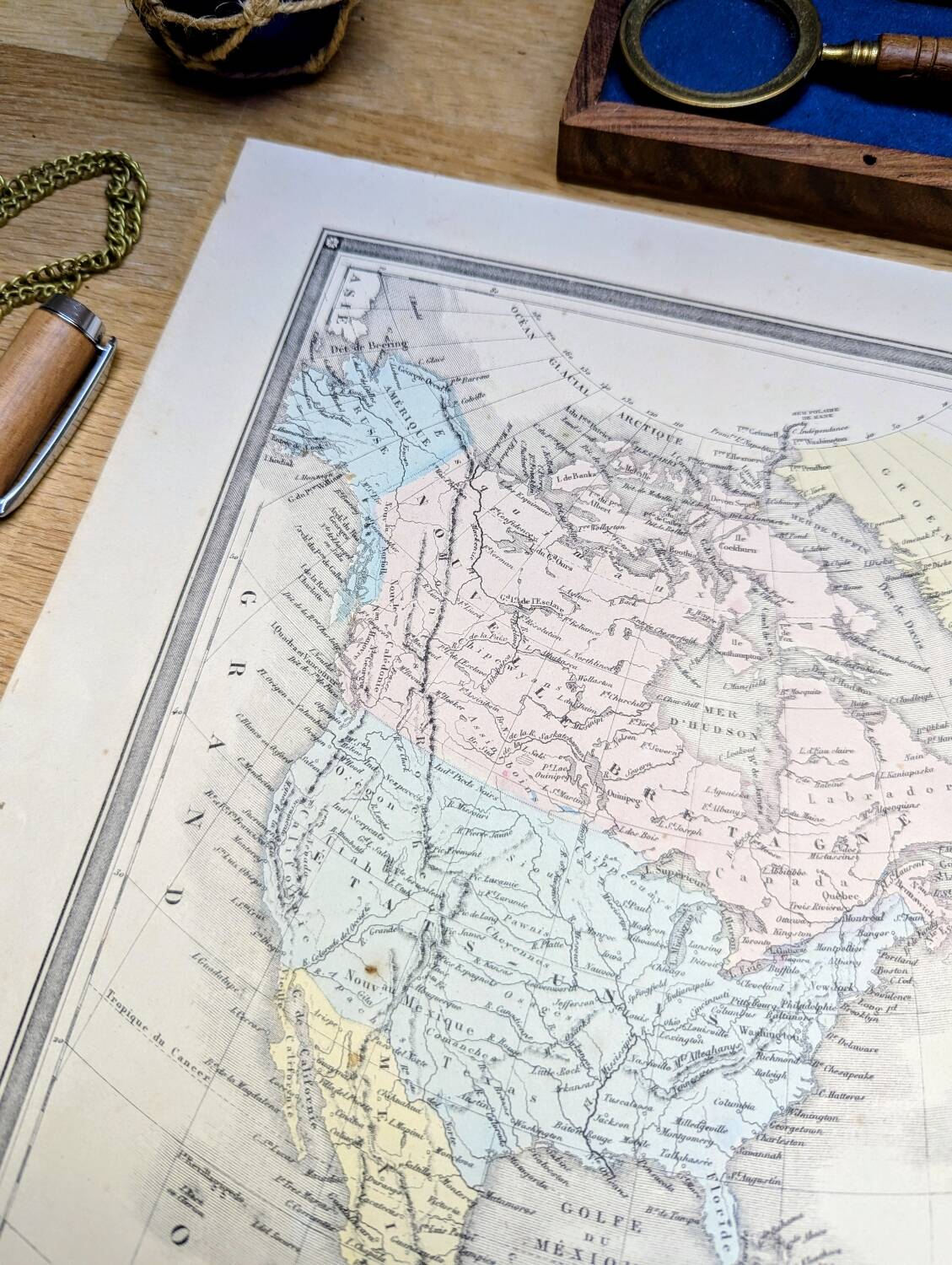 North America, old map, printed in 1852.
