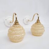 Speckled glass swan neck wall lights