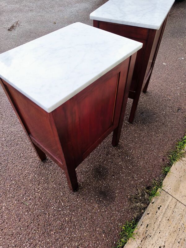 Lot de 2 table de chevet bois et marbre