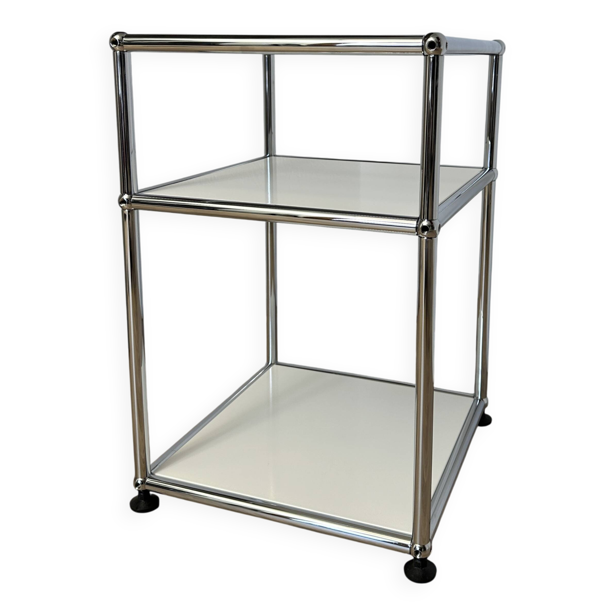 Table d’appoint USM Haller en Blanc Pur et Verre