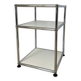 USM Haller side table in Pure White and Glass