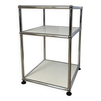 USM Haller side table in Pure White and Glass