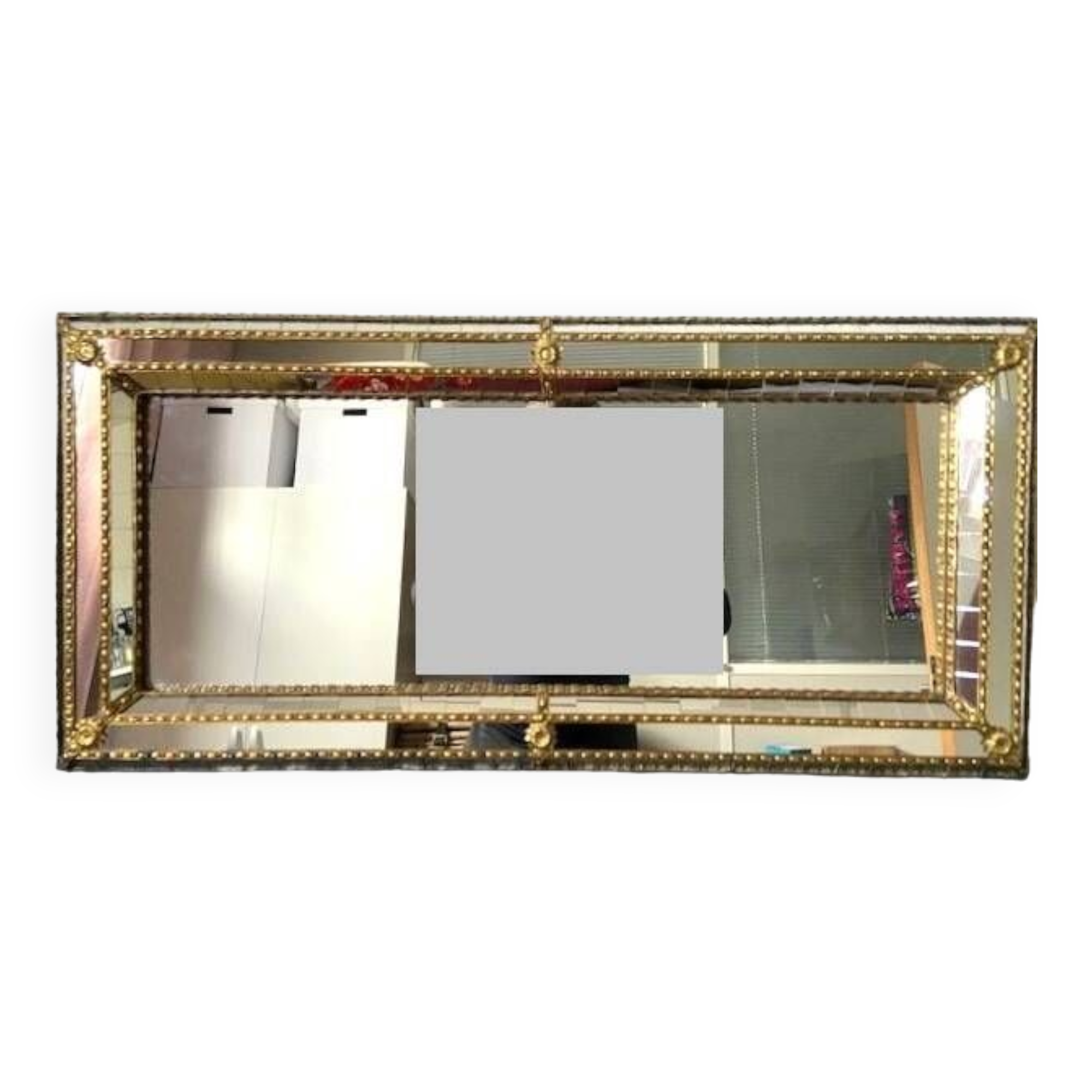 Old Faceted Beaded Mirror Venetian Style Vintage Design 60s/70s