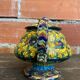 Sweet box with handles, antique caltagirone polychrome ceramic.