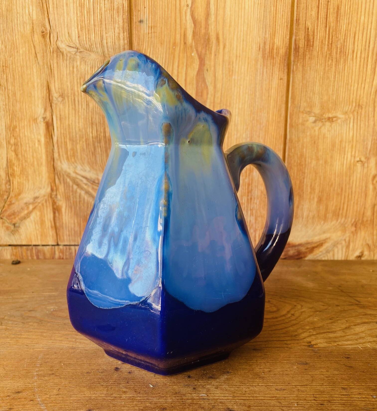 Pichet en grés flammé bleu Art Deco