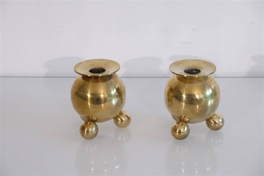 Pair of Scandinavian brass candlesticks 1970