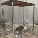 Art Deco pedestal table wood and chrome