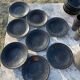 Vallauris service, the pottery of the great oak. Black metal glazed ceramics.