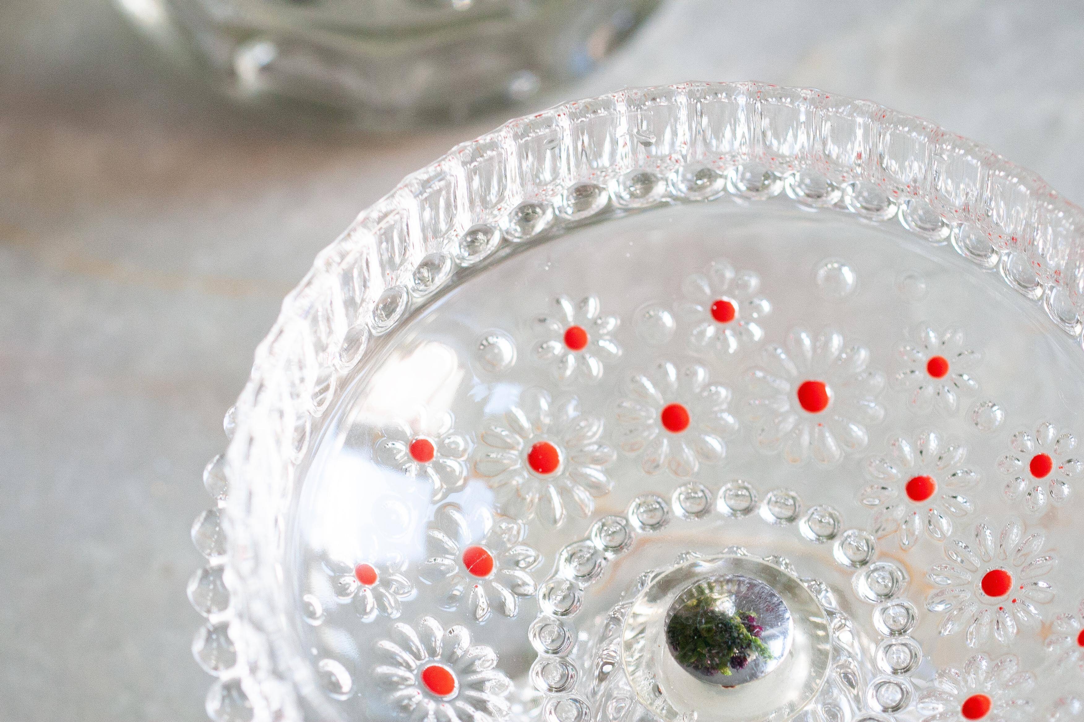 Vintage transparent crystal glass decorative plate, Italy, 1960s.