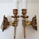 Pair of hand sconces bronze vintage brass