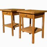 Pair of Bamboo Bedside Tables - Circa 1970