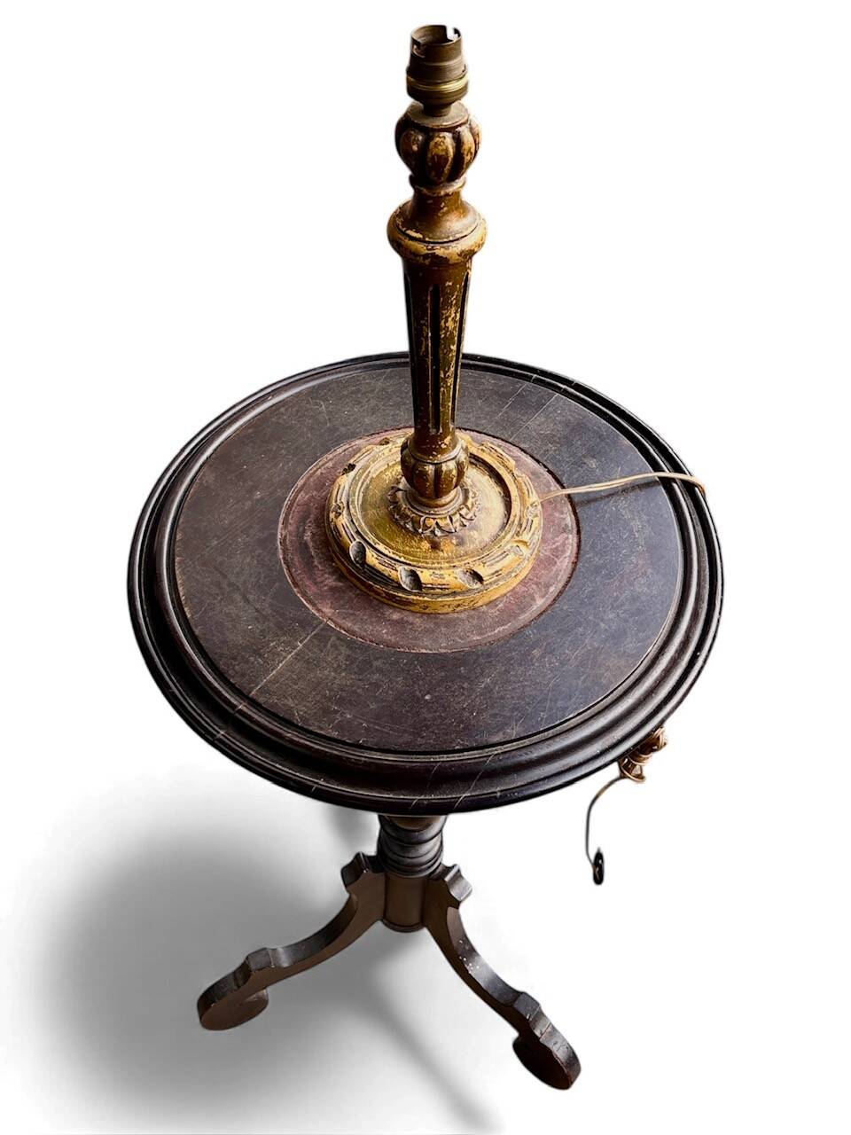 Pied de lampe en bois doré très jolie patine vers 1960