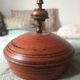 Large antique lacquered wooden Chapati box, ethnic offering box 35cm