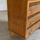 Commode vintage en chêne et rotin