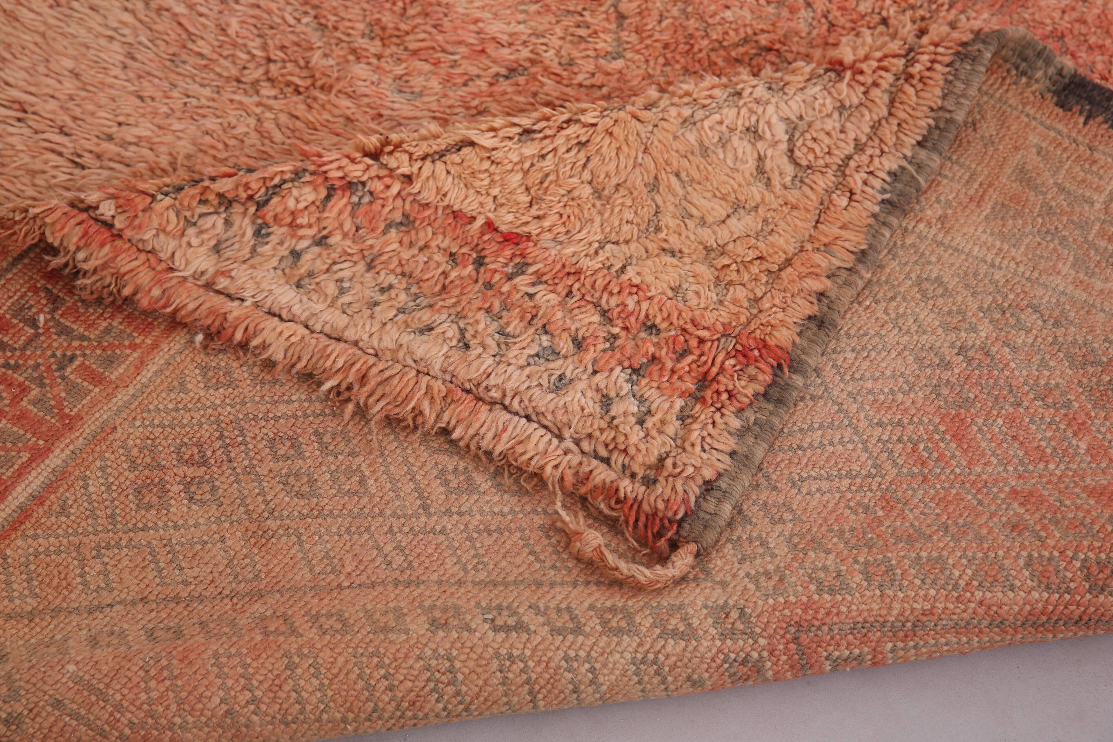 Peach Vintage Moroccan Rug 183 x 274 cm, Berber Wool Rug, Bohemian Rug