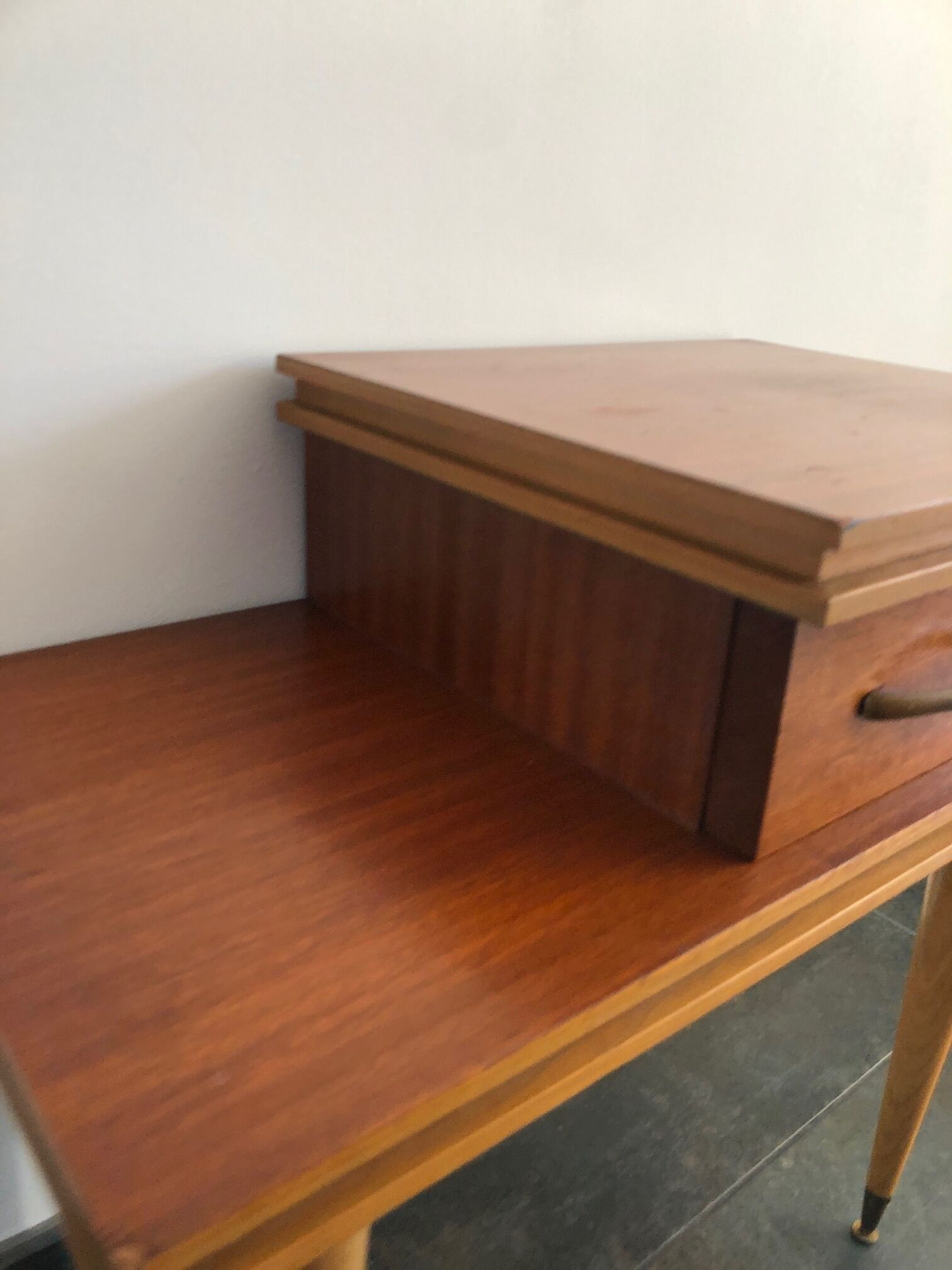 Vintage asymmetrical bedside table