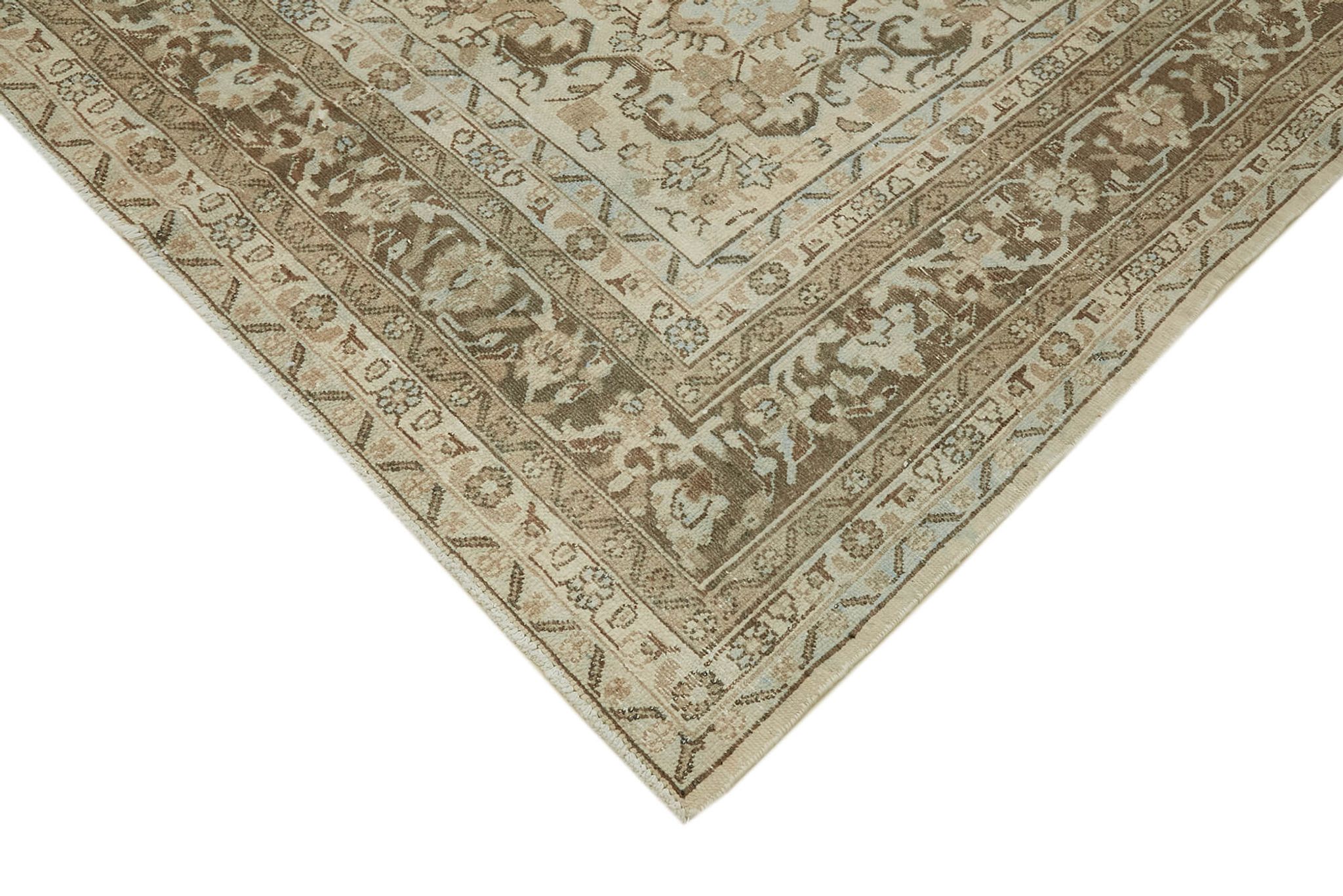 Handmade oriental unique 1980s 305 cm x 400 cm beige wool carpet