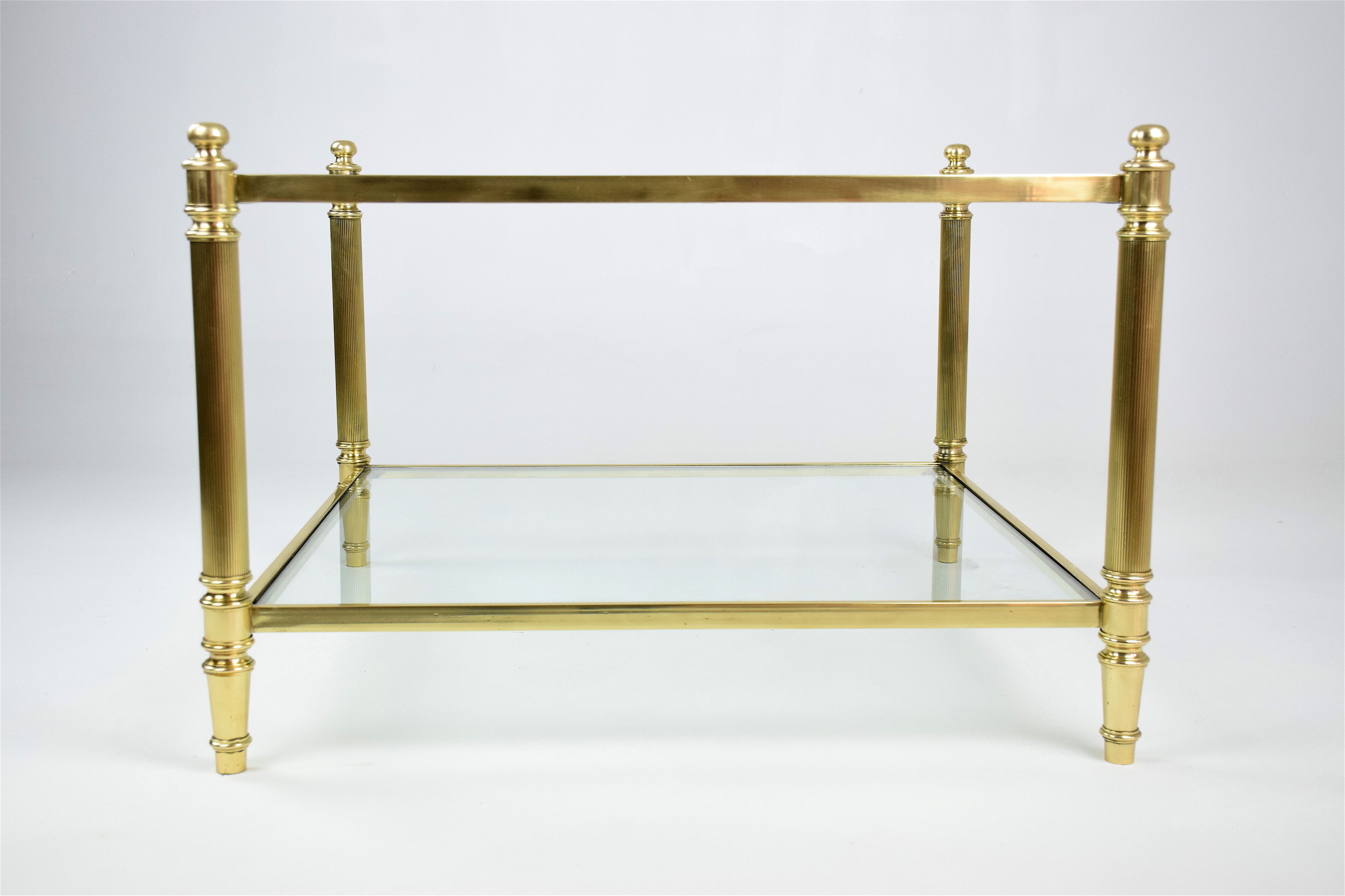 Vintage Coffee Table in Massive Brass and 70s Glass