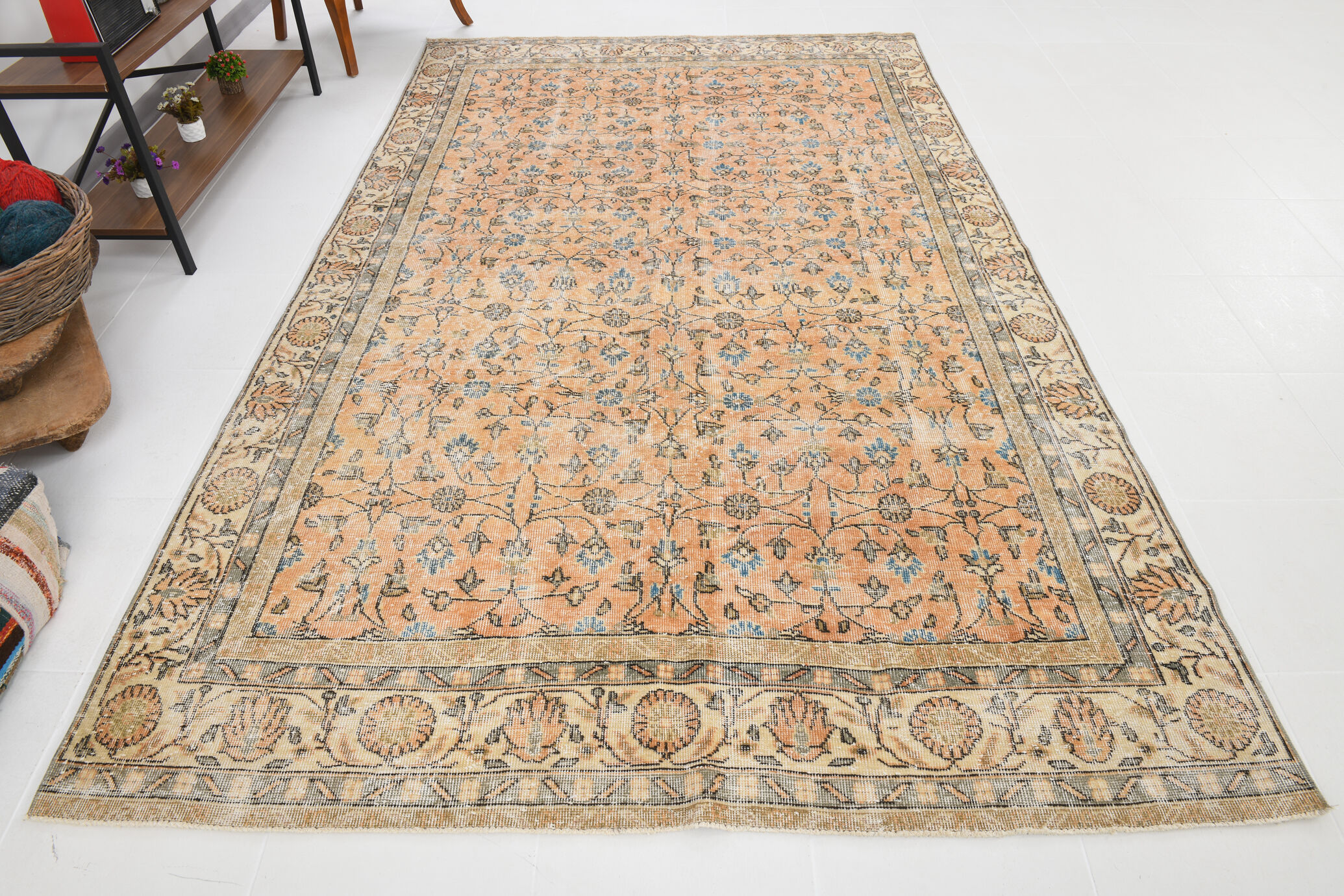 6x10 Pale Orange Floral Turkish Rug, 195x313Cm