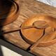 Salad server or large teak spoon, oval shape, split, L30 D9