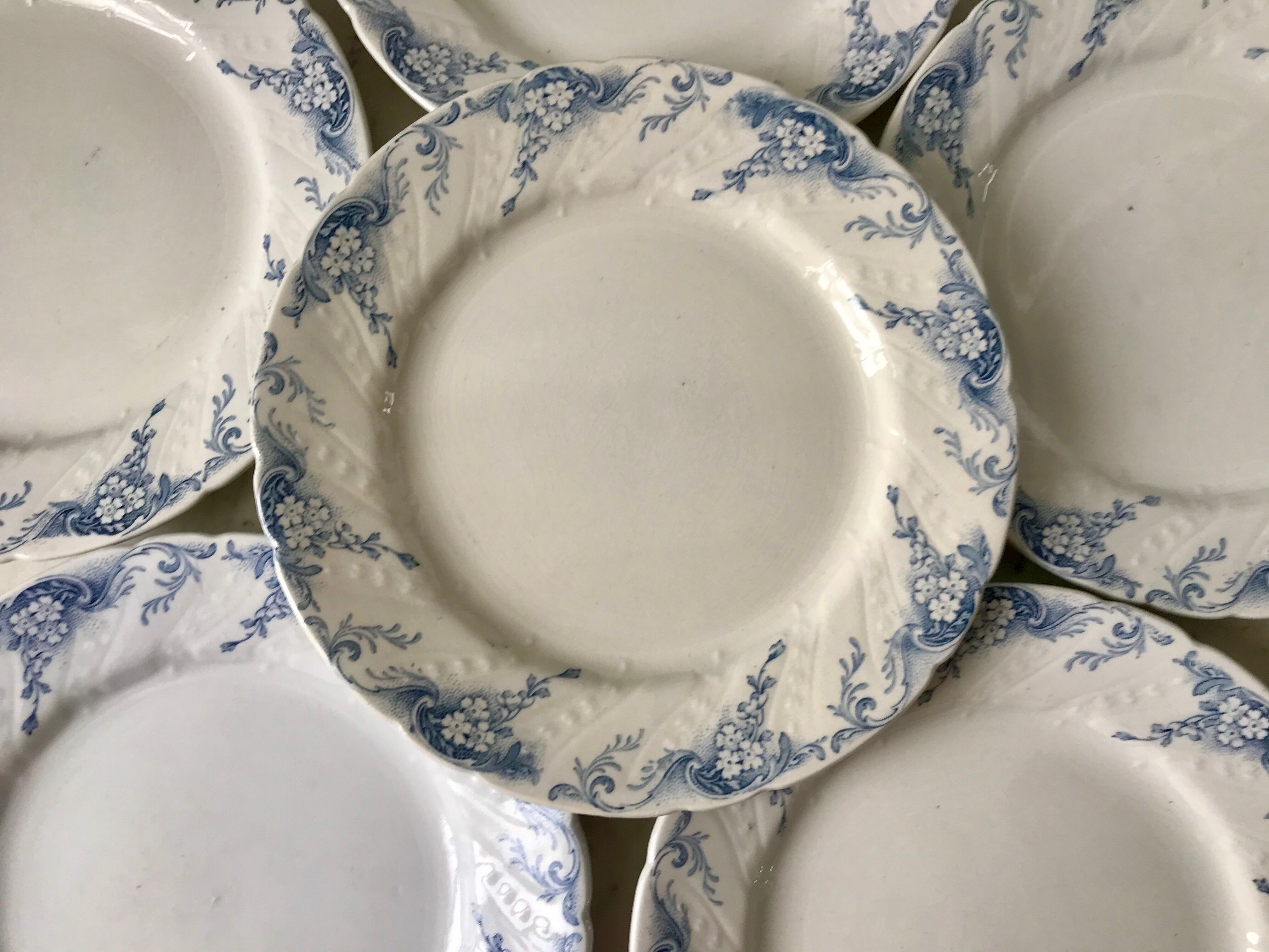 set of 6 flat plates in Iron Earth K&G Lunéville model "Angèle" late 19th century