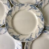 set of 6 flat plates in Iron Earth K&G Lunéville model "Angèle" late 19th century