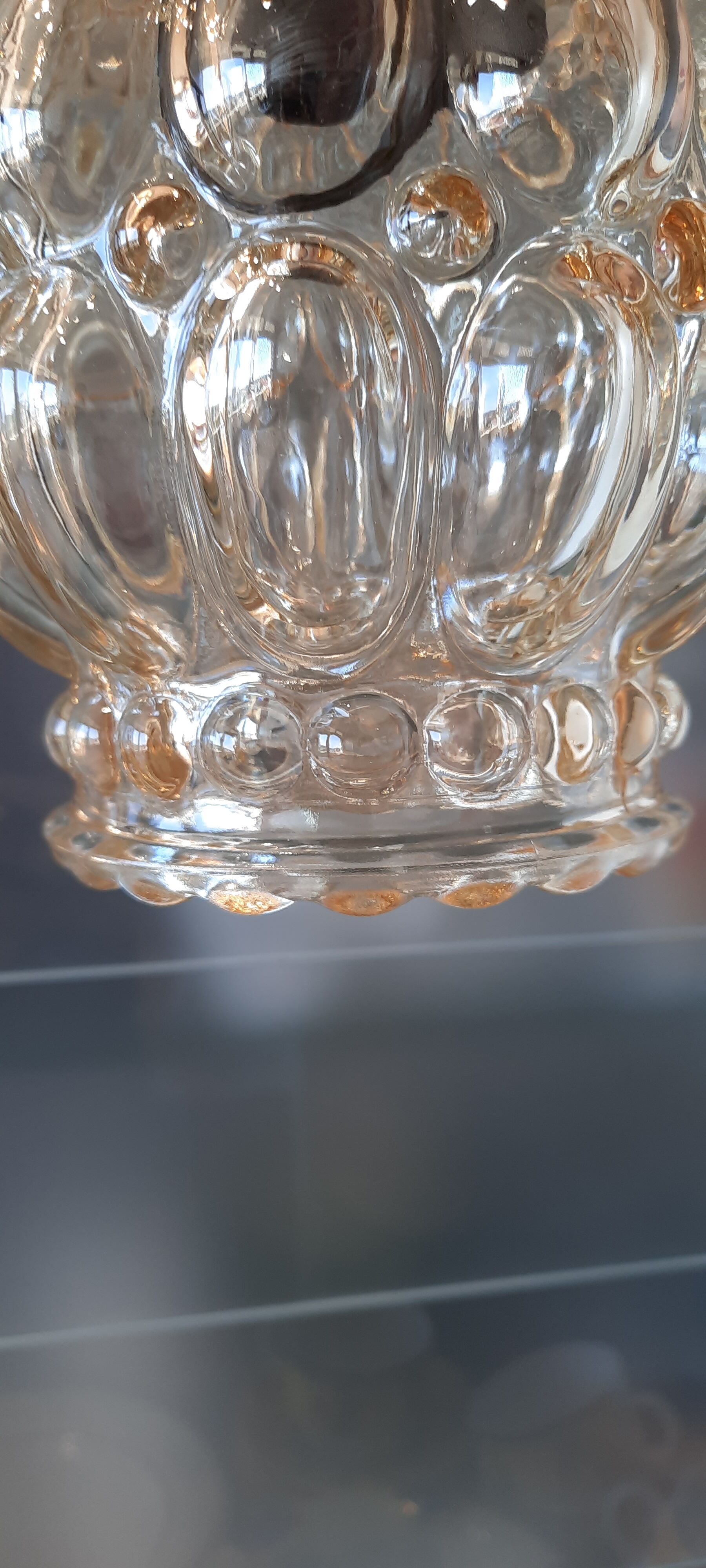 Helena Tynel chandelier 1960/70, amber bubble glass for Limburg