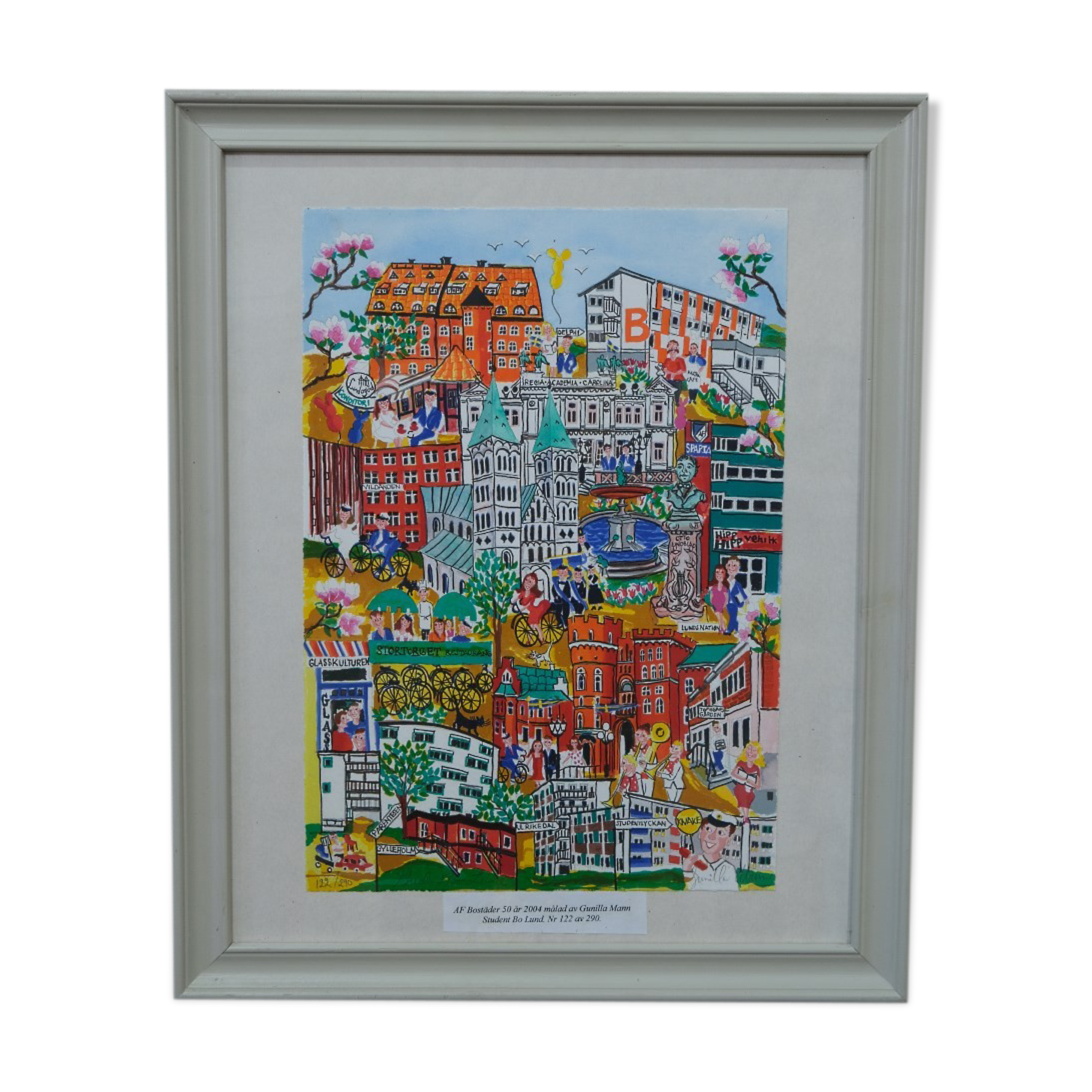 Hand signed modern lithograph by Gunilla Mann, 1990s.