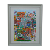 Lithographie moderne signée à la main par Gunilla Mann, années 1990.
