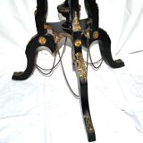 Napoleon III Gueridon Table blackened wood and gilded bronze swan - Mother-of-pearl marquetry top 19th century.