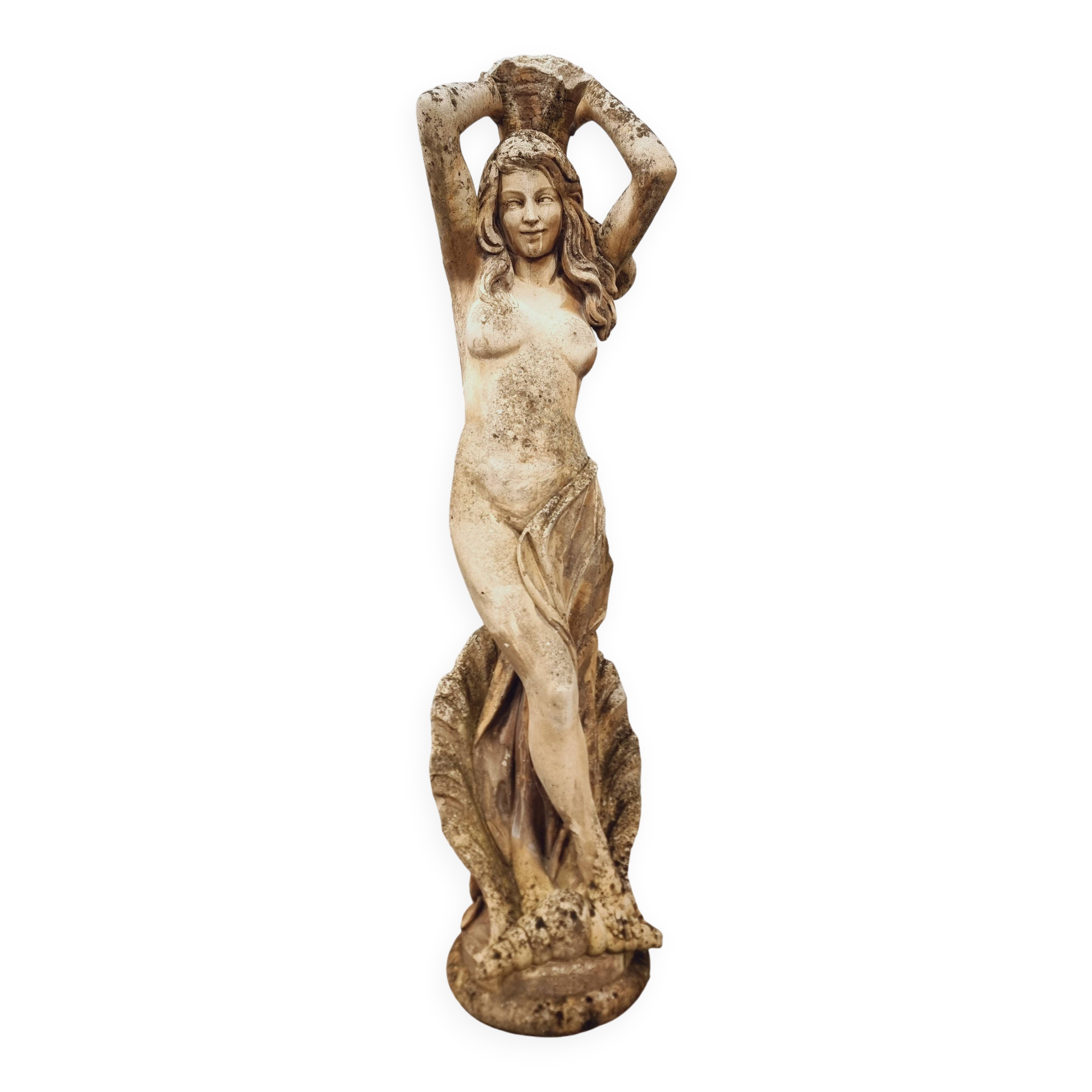 Statue de jardin ancienne en pierre sculpture française hauteur 175 cm