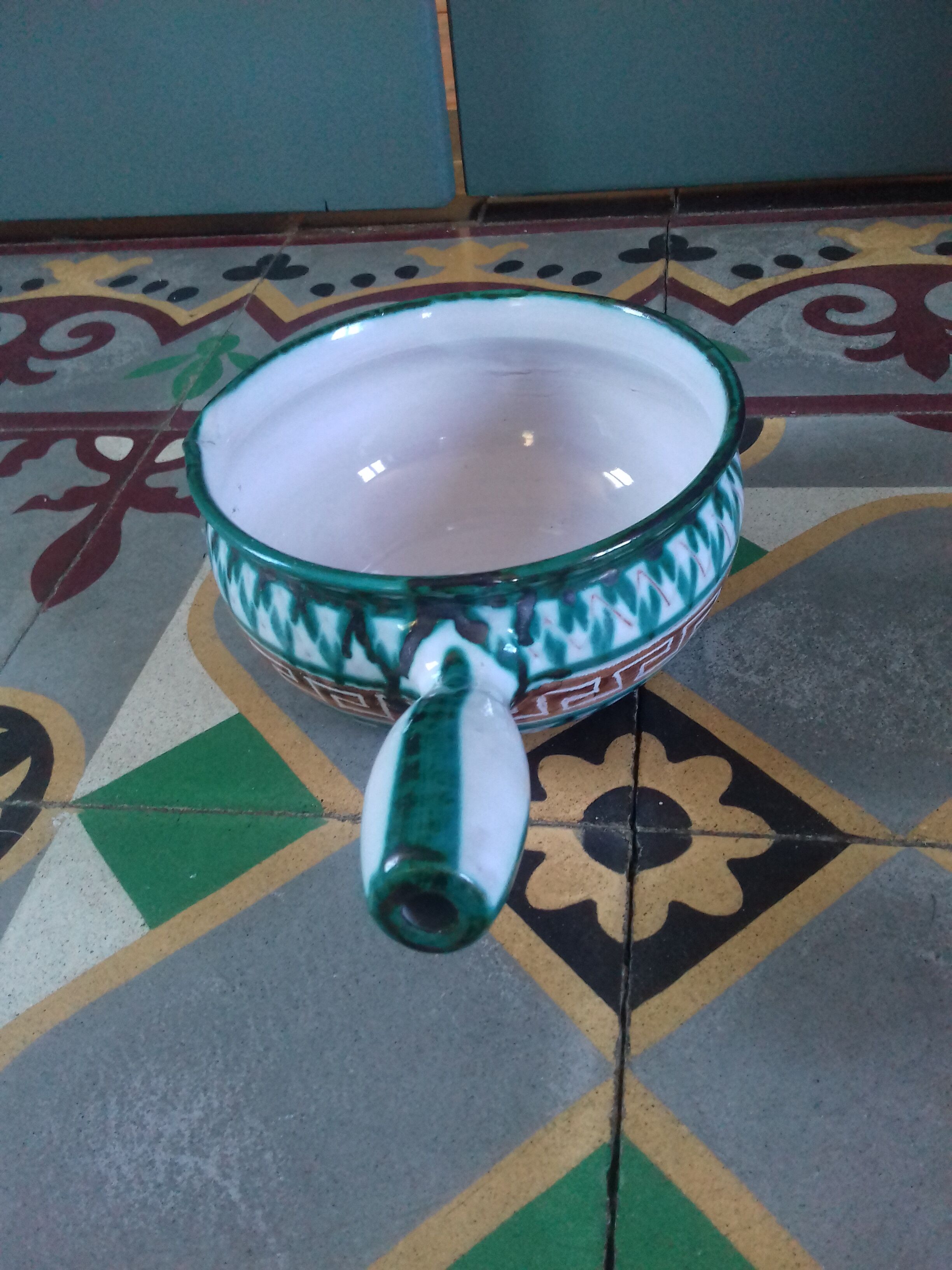 Pan Robert Picault-Vallauris geometric decoration green and brown