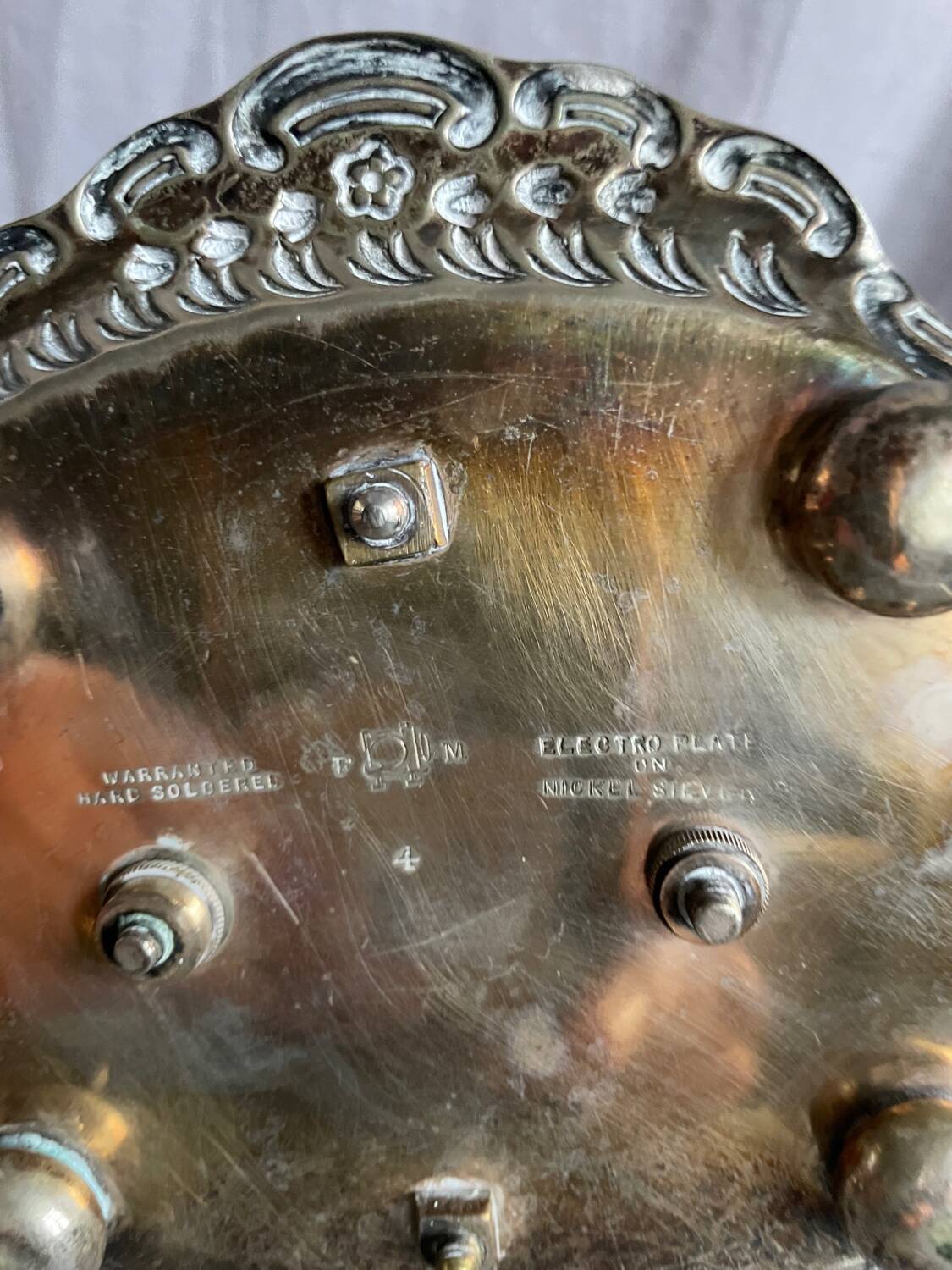 Antique egg set in nickel silver metal