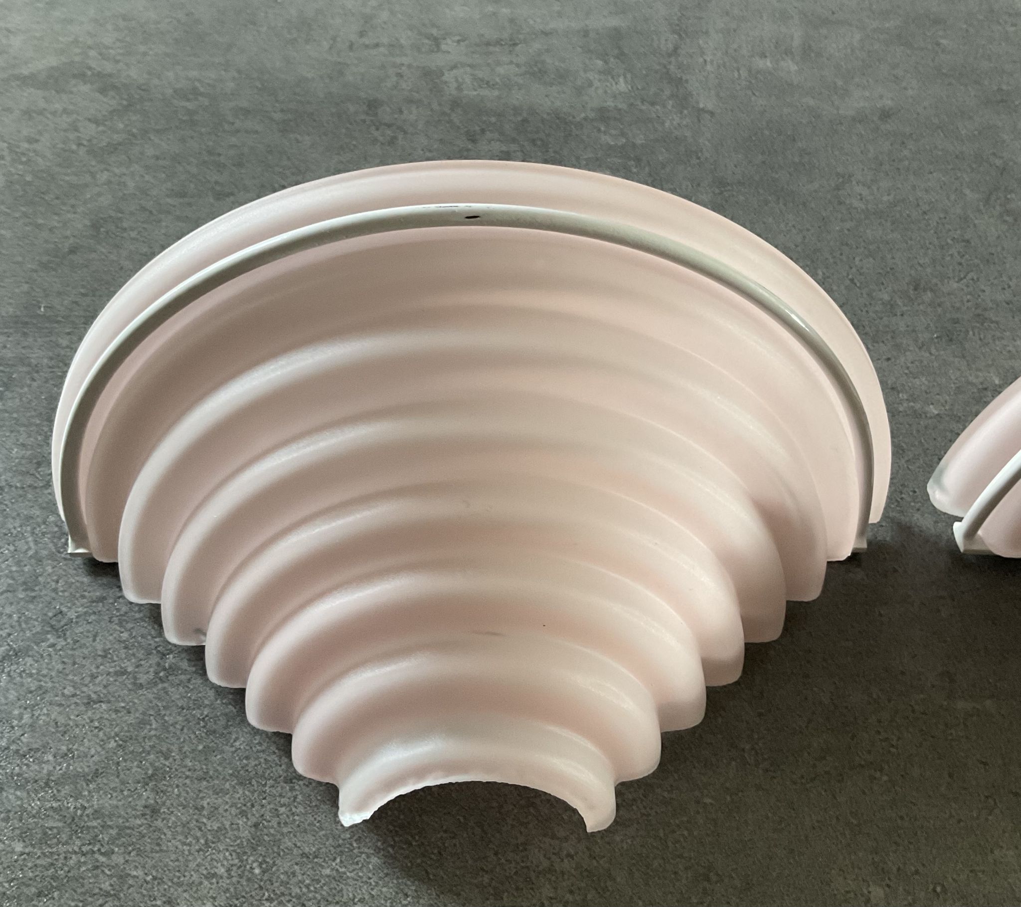 Pair of vintage frosted glass wall lamps 70s-80s