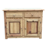 Buffet commode de type parisien rénové en bois massif brut avec 2 portes