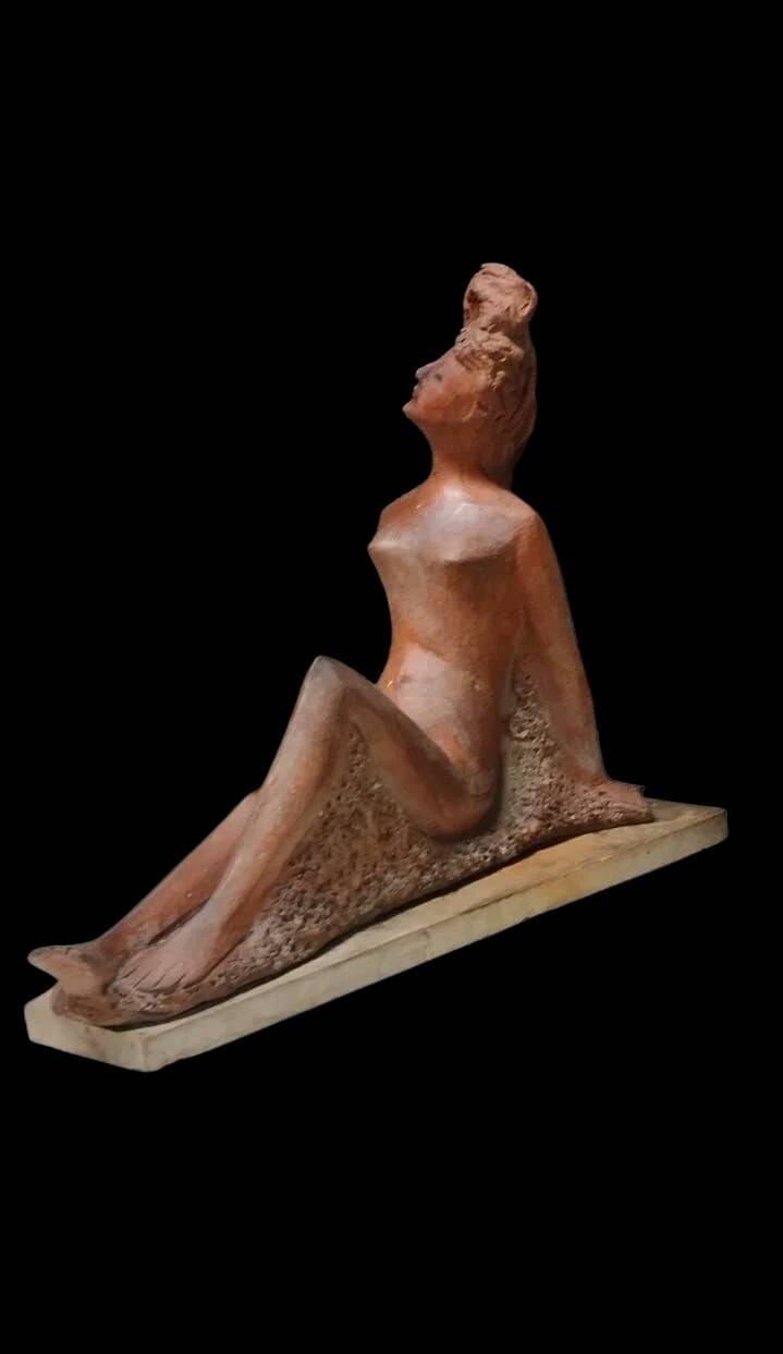 Terracotta sculpture of a female nude by Alberto Sparapani, signed.