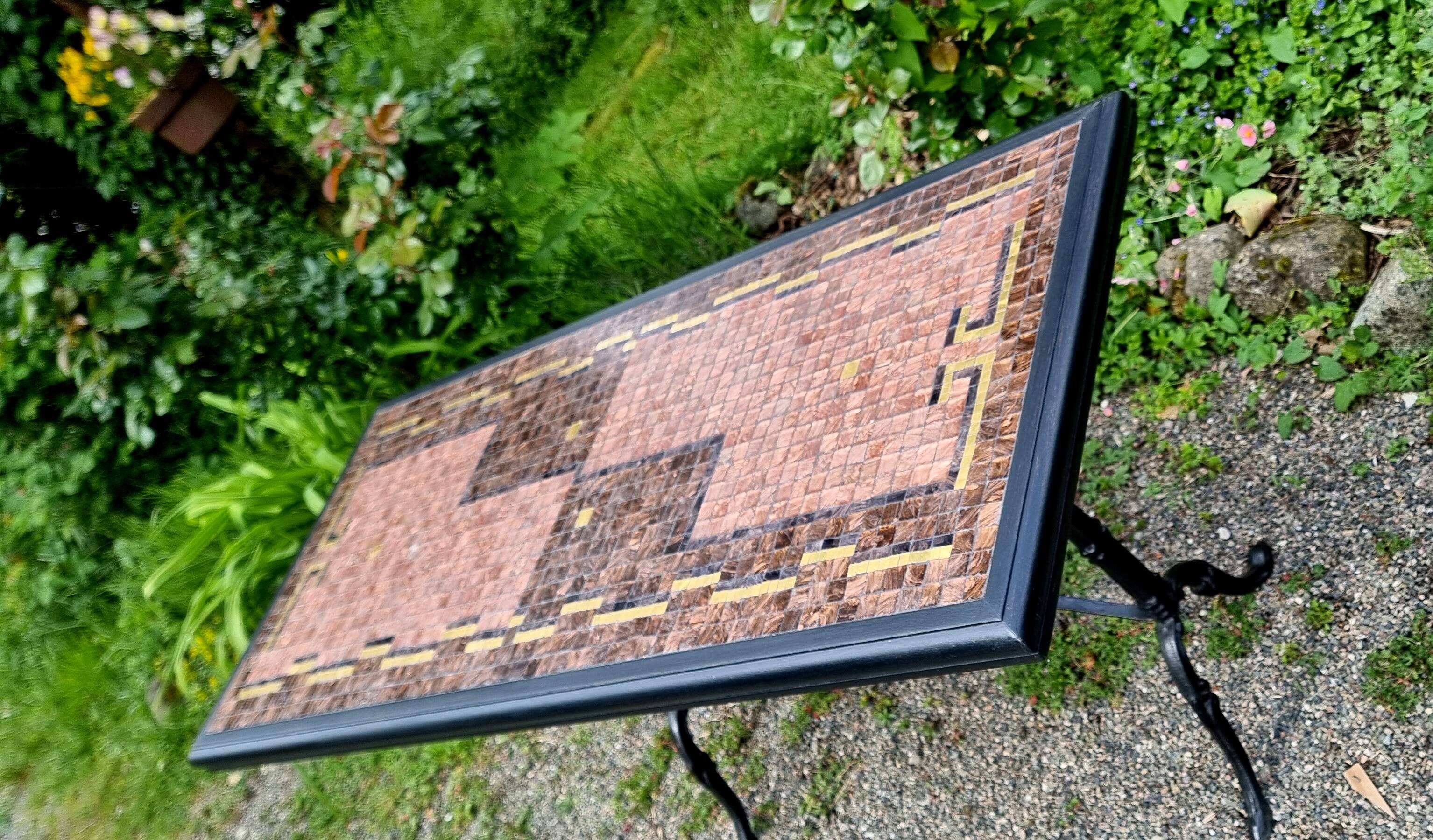 Table bistrot mosaïque de verre années 70