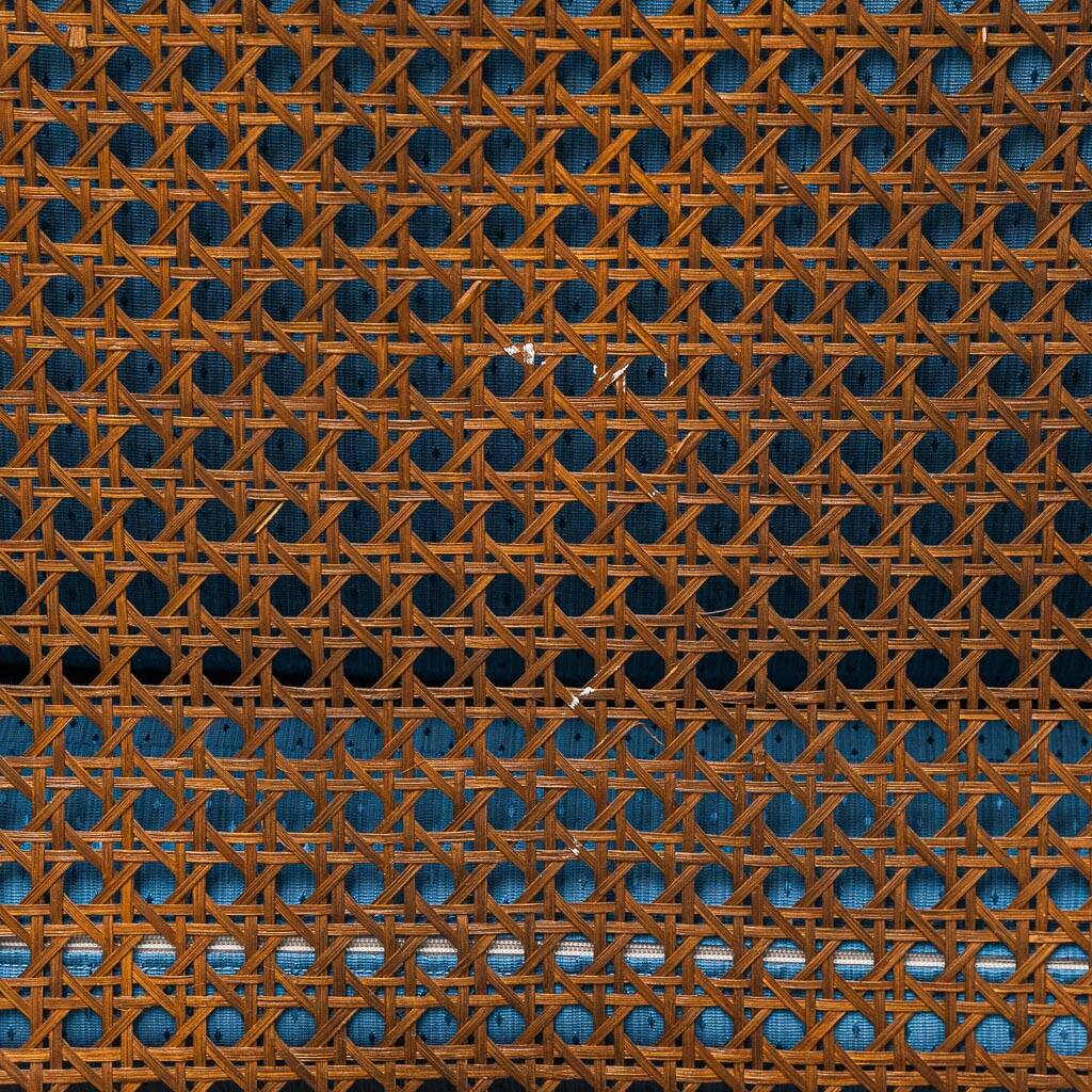 Vintage 2-seater sofa in bamboo and Vienna straw 1960s modernism