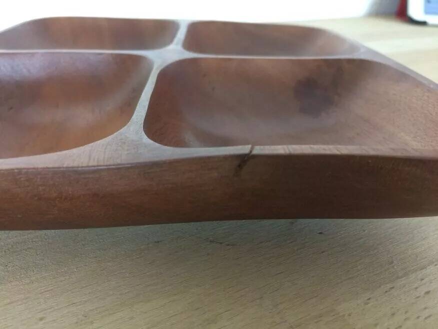 Scandinavian teak catchall tray