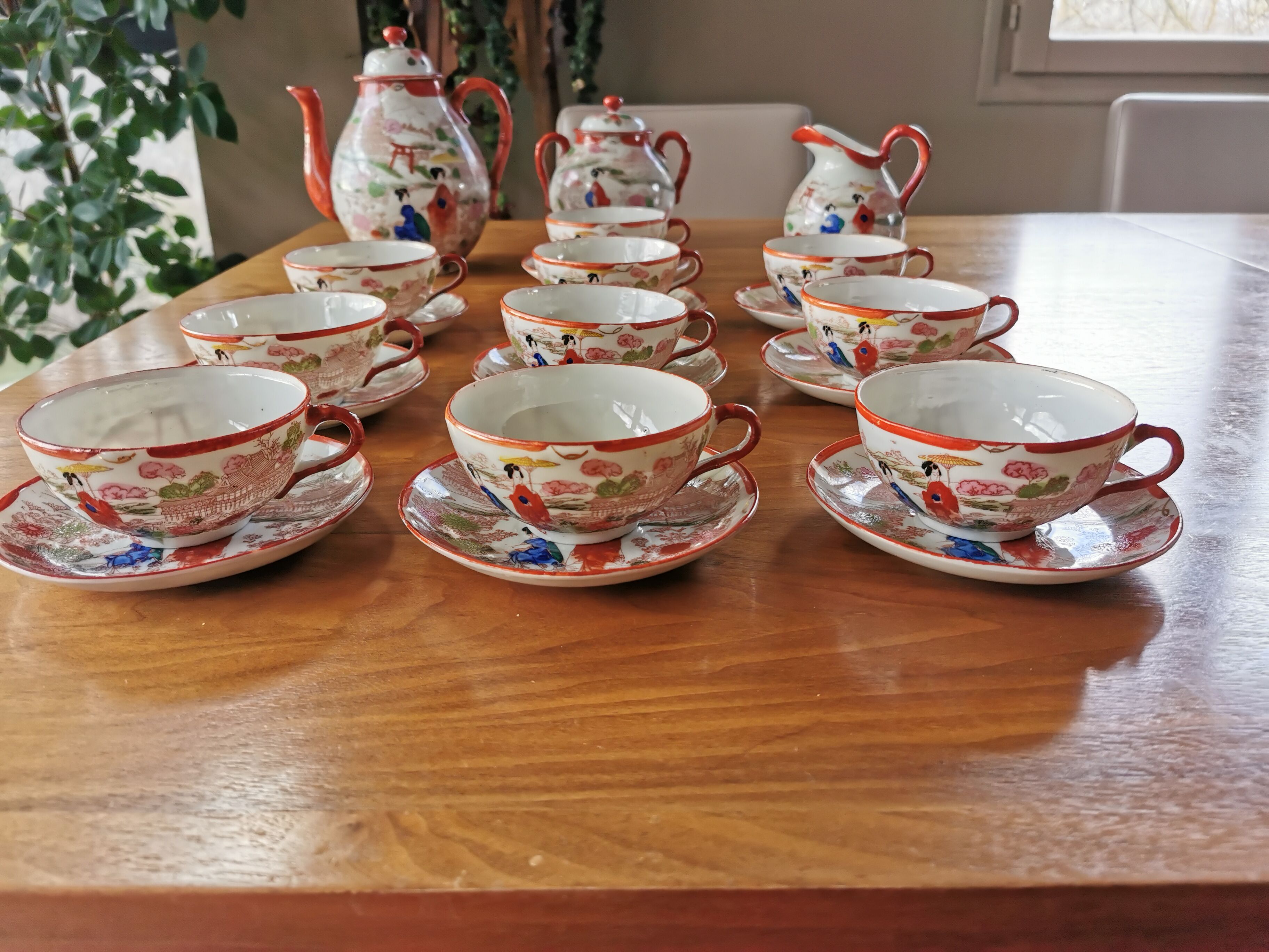 Great old Japanese tea set made of porcelain