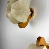 Pair of cocoon sconces with pine, Italy, 1970