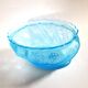 Old oval coupe basket in moulded blue glass, frosted acid, 1900.