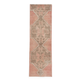 3x9 Vintage Pale Red & Brown Aesthetic Turkish Runner Rug, 91x291Cm