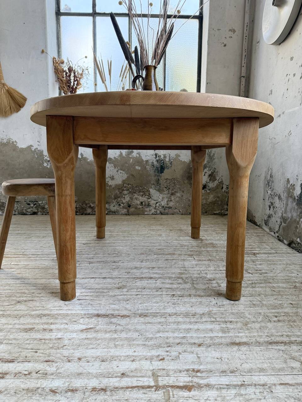 Oval farmhouse table oak 1960