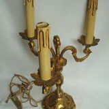 Paire de lampes de table 3 feux en bronze style Louis XV